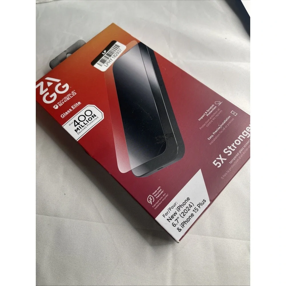 ZAGG Glass Elite Screen Protector iPhone 15Plus 16Plus 6.7 Clear NEW 5X Stronger